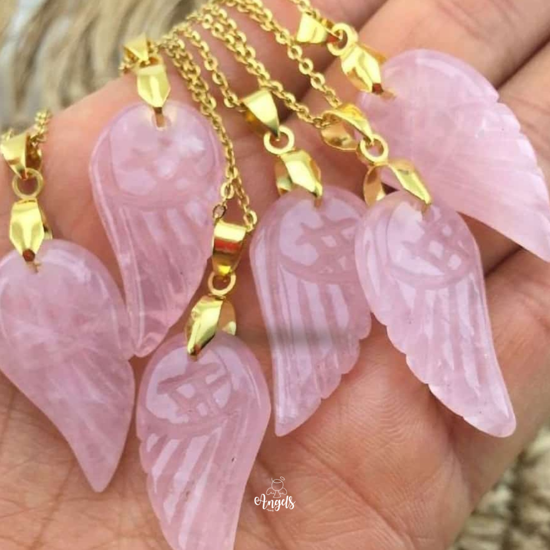 Collar ala cuarzo rosa