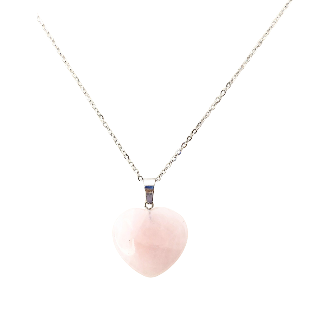Collar Cuarzo Rosa corazón