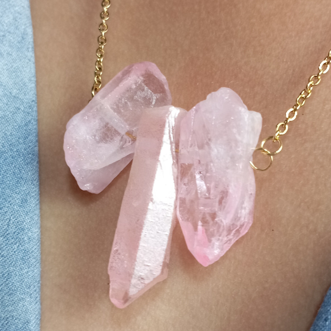 Collar Cuarzo Rosa en bruto