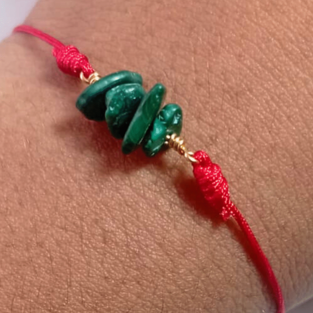 Pulsera hilo rojo Malaquita